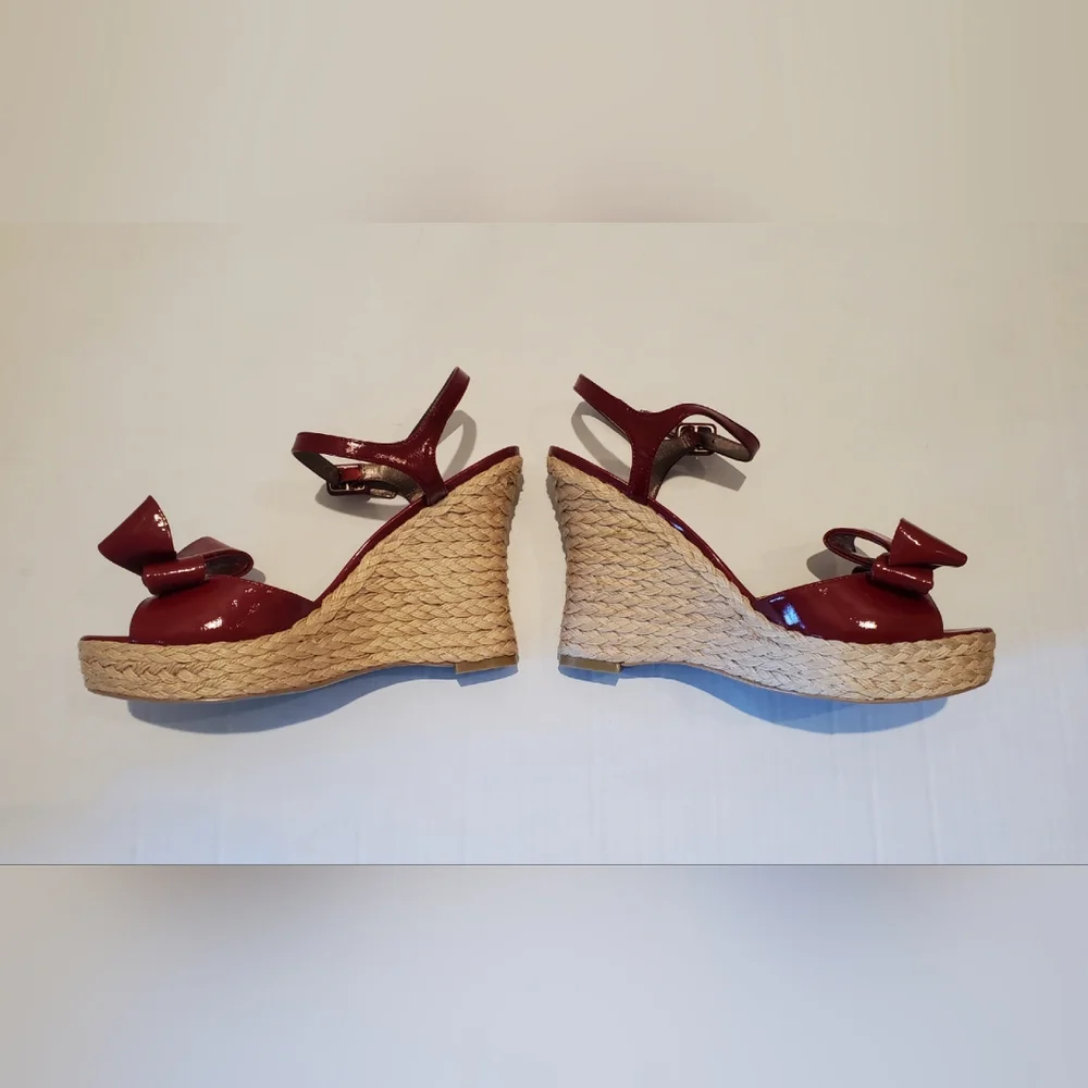Moda Spana Red Patent Wedge Sandals Sz 10